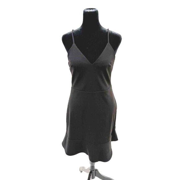 Express Dresses & Skirts - Express black strappy mini dress with bottom hem ruffle detail